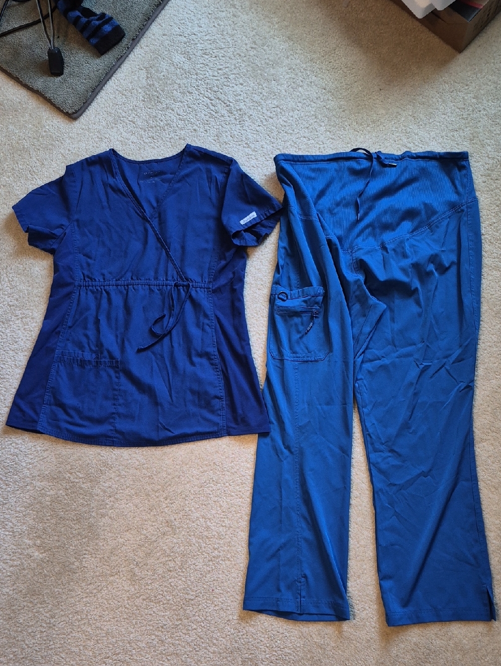 Blue Maternity Scrub Top and Pants